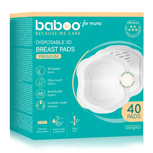 Pensos absorventes descartáveis Baboo Ultra-Slim Pensos de amamentação, 40 unidades.