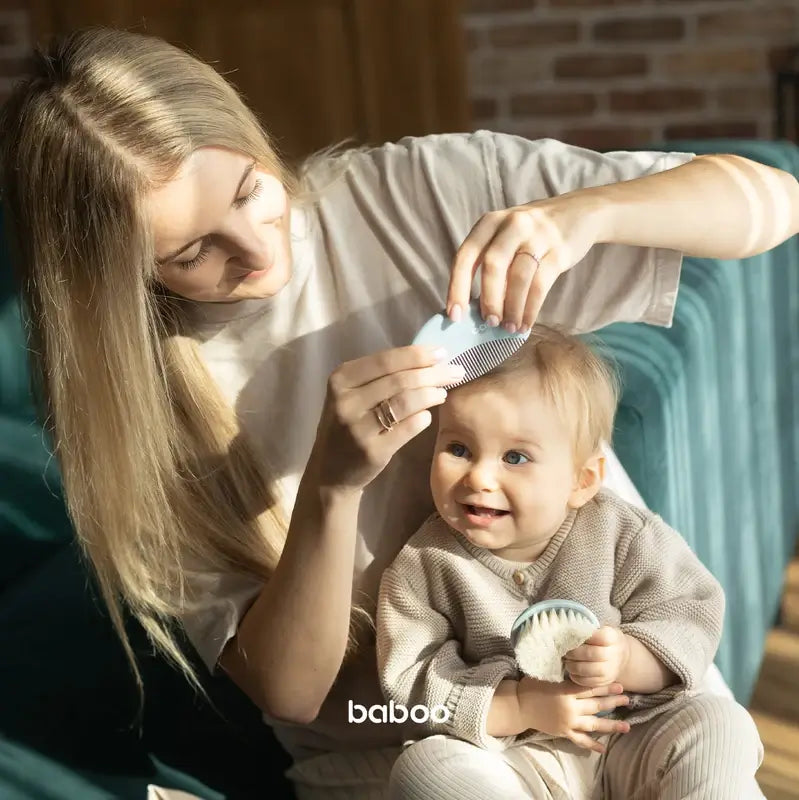 Conjunto de escova e pente de cerdas naturais Baboo 0+ Meses, 2 peças