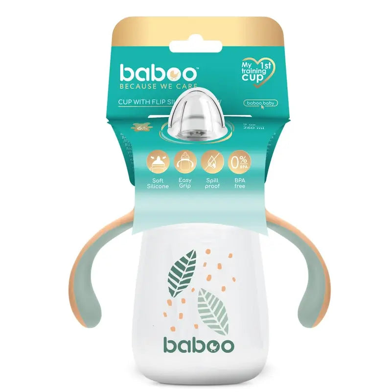 Copo didático de silicone Baboo Peachy Keen com boquilha 6+ meses, 260 ml