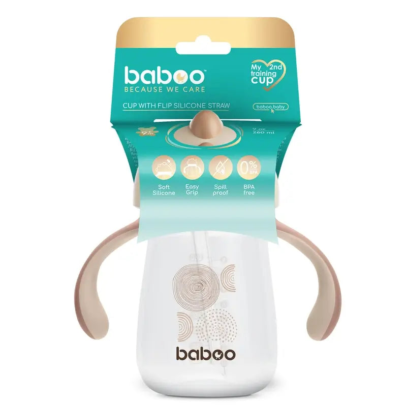 Baboo Au Naturale Copo didático de silicone com palhinha 9+ meses, 260 ml