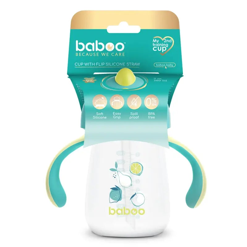 Copo didático de silicone com palhinha Baboo Lagoon Fiesta 9+ Meses, 260 ml