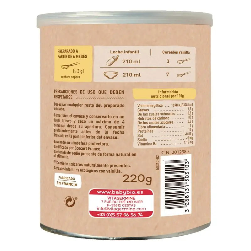 Cereais Babybio Vanilla e Quinoa, 220g