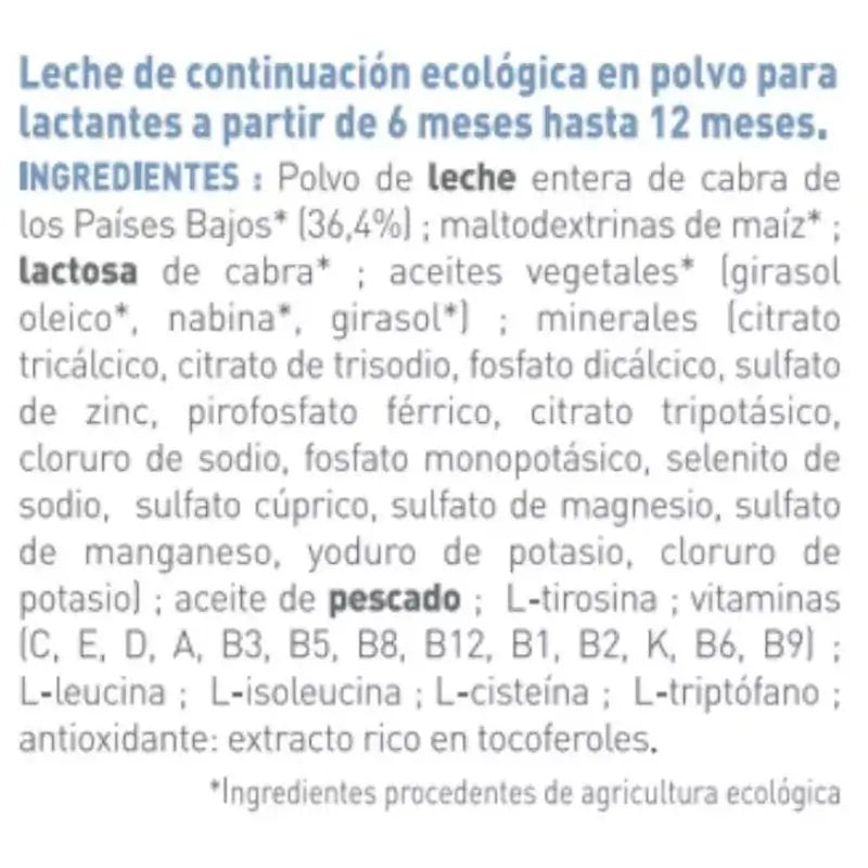 Babybio Caprea 2 Leite de cabra a partir de 6 meses, embalagem de 2 x 800 g