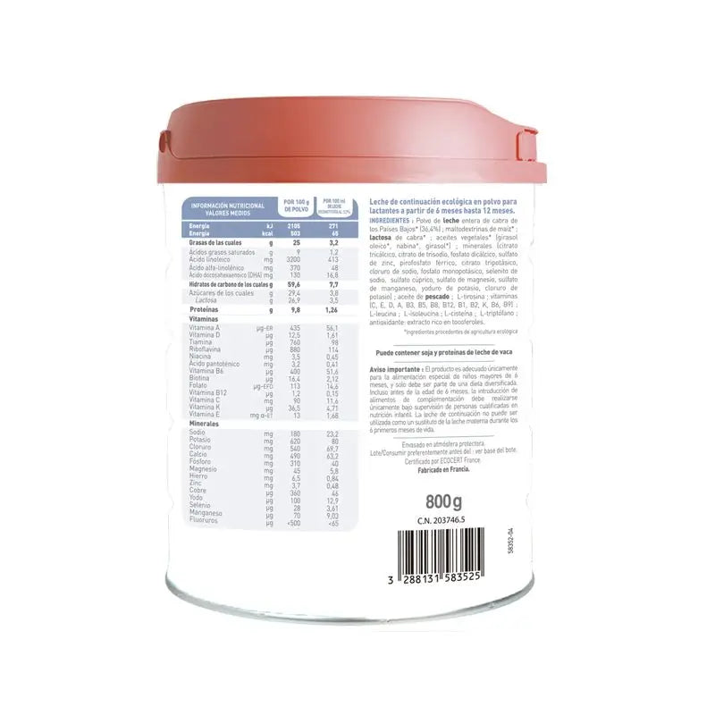 Babybio Caprea 2 Leite de cabra a partir de 6 meses, embalagem de 8 x 800 g