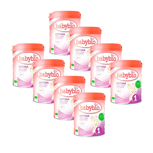 Babybio Pack Optima 1 Leite de vaca 0-6 meses, 8 x 800 gramas