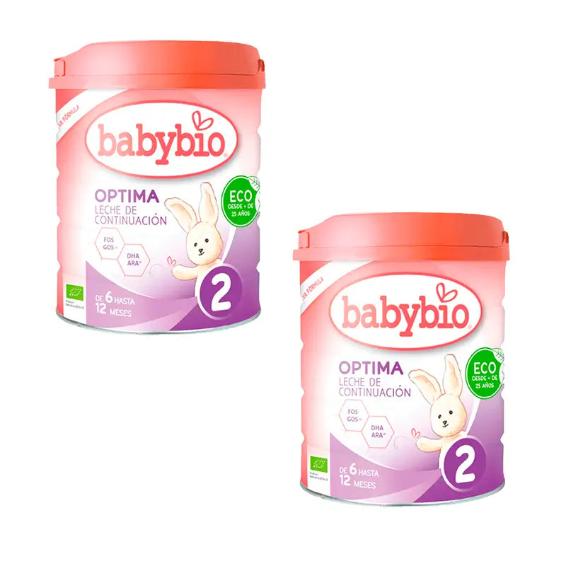 Babybio Pack Optima 2 Leite de Vaca +6 Meses, 2 x 800 gramas