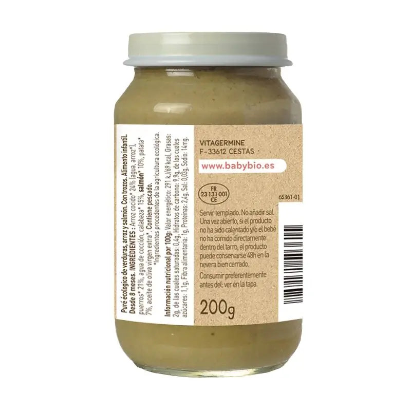 Babybio Risoto de alho francês com salmão, 200 g