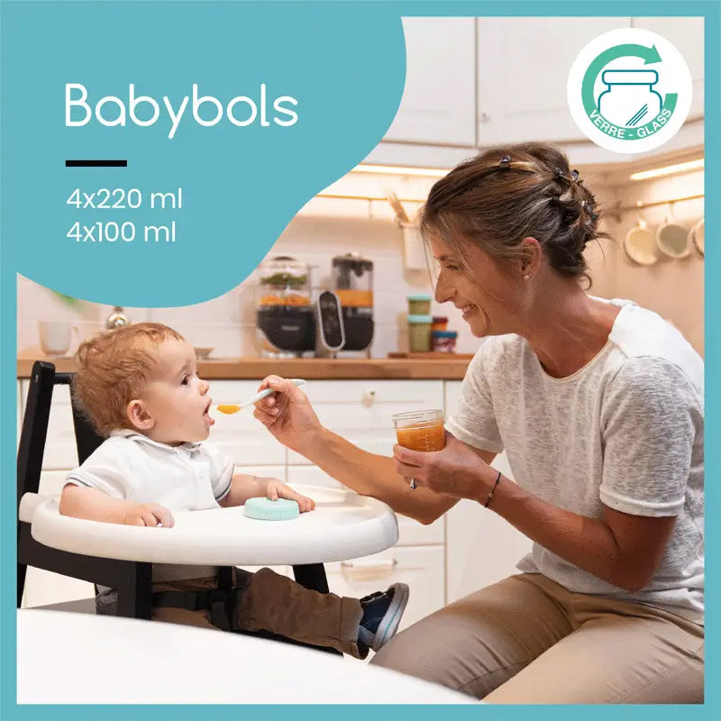 Babymoov Babybols 8 Botes de Conservación y Transporte 220 ml - Libro de Recetas Bio Incluido