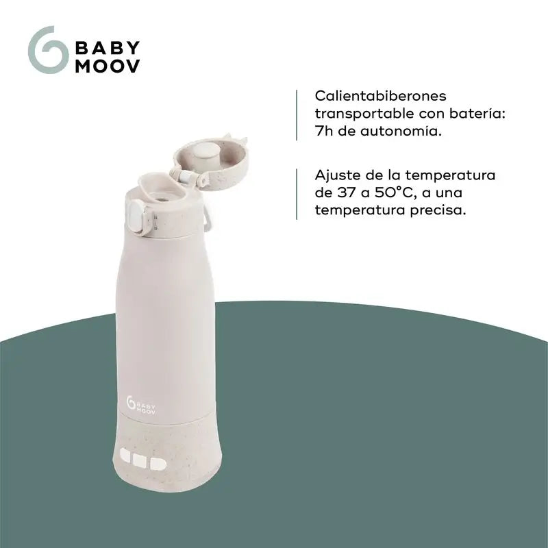 Aquecedor de Biberões Transportável Babymoov com Bateria Moov & Feed Mineral Bege