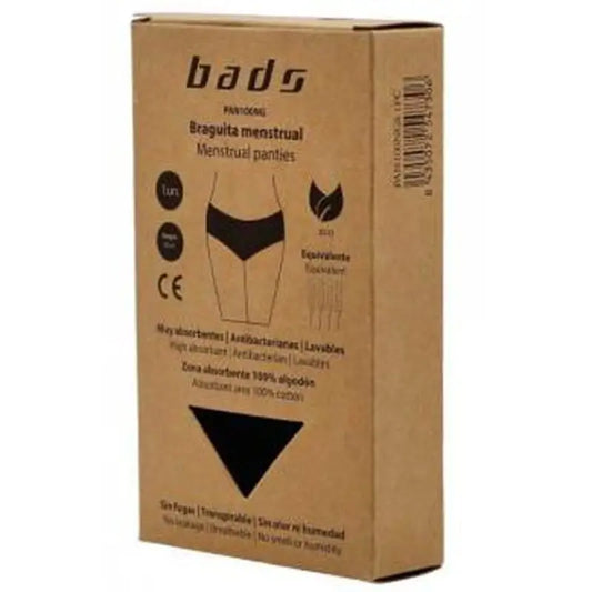 Bads Braguita Menstrual Negra Con Costura Talla 2Xl.