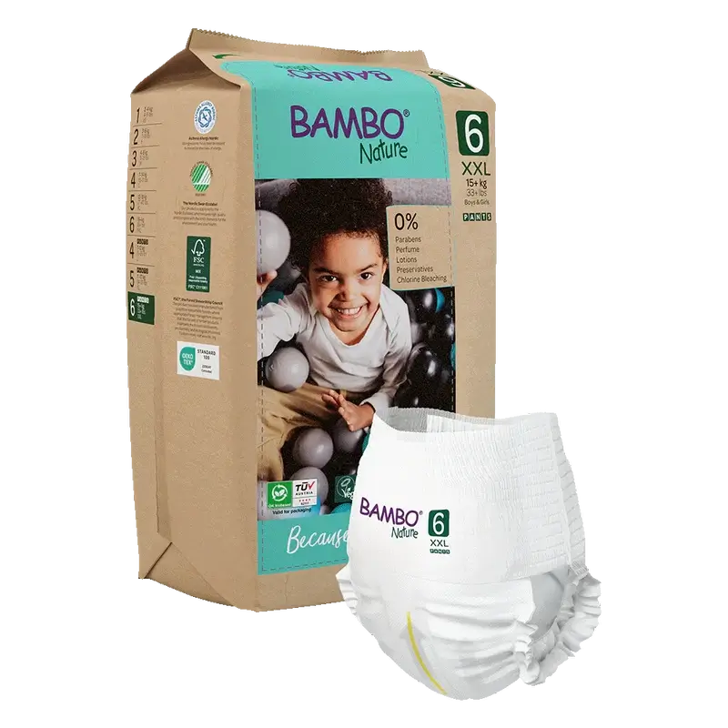 Fraldas Bambo Nature Pants Tamanho 6 (+18Kg), 18 unidades