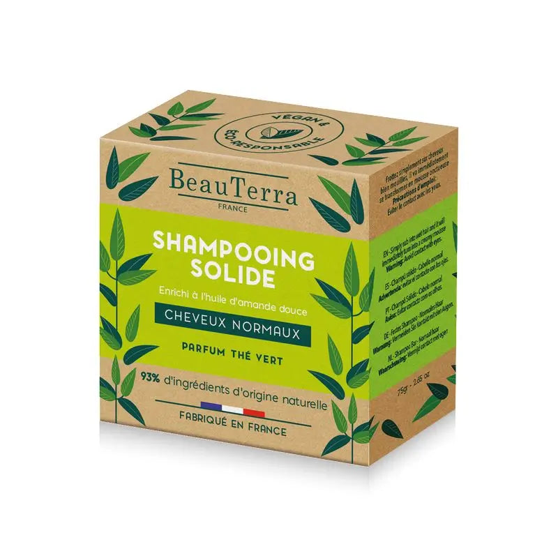 Beauterra Sólida Champú Sólido De Té Verde (Cabello Normal) , 75 gr