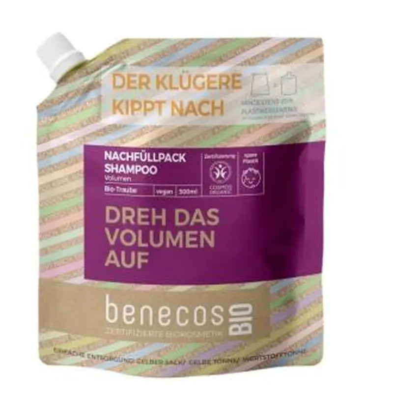 Benecos Champu Volumen Uva Recarga 500Ml. Bio Vegano