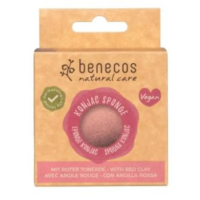 Benecos Esponja Konjac Arcilla Roja Pieles Delicadas Vegan