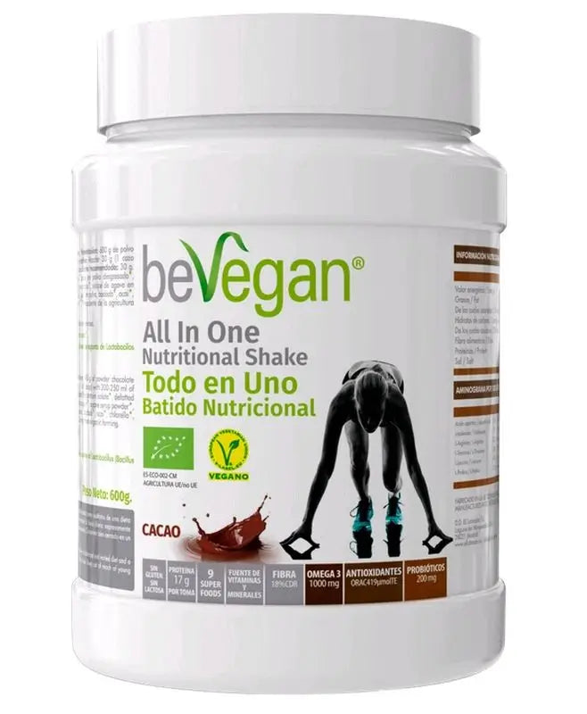 Bevegan All In One Nutricional Shake Cacao, 600 Gr