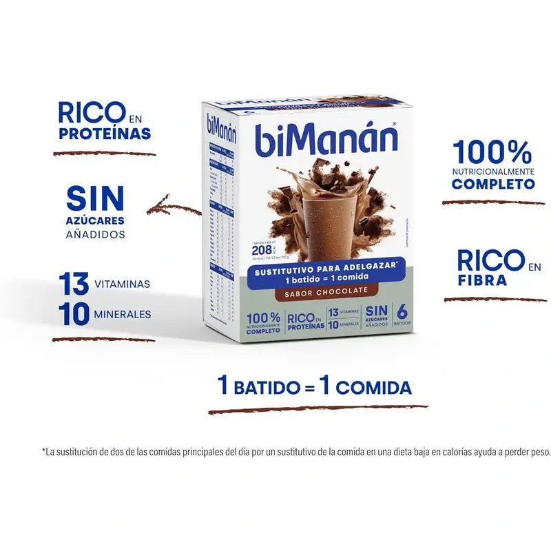 biManán Beslim Batido de Chocolate 6 saquetas