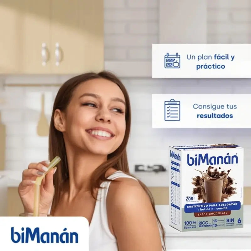 biManán Beslim Batido de Chocolate 6 saquetas