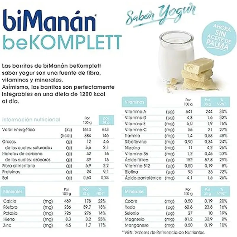 biManán Bekomplett Barras de Iogurte com Sabor 24 unidades