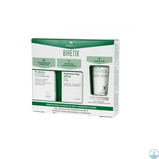 Pack Biretix Gel Triactive + Hydramat Spf30 + Conjunto de oferta Minitalla Cleanser grátis