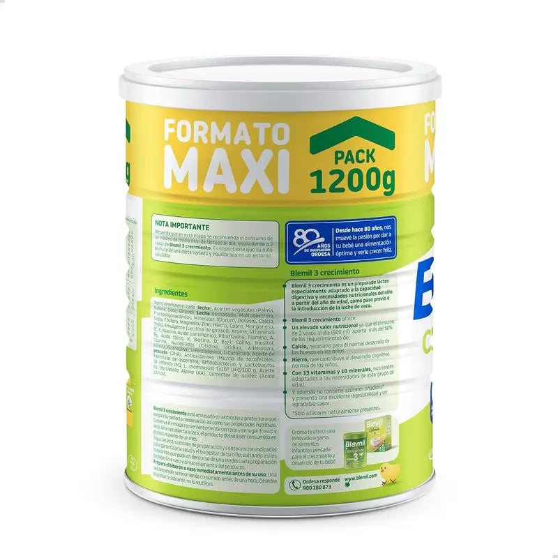 Blemil Plus 3 Crescimento 0% Açúcar Adicionado, 1200g