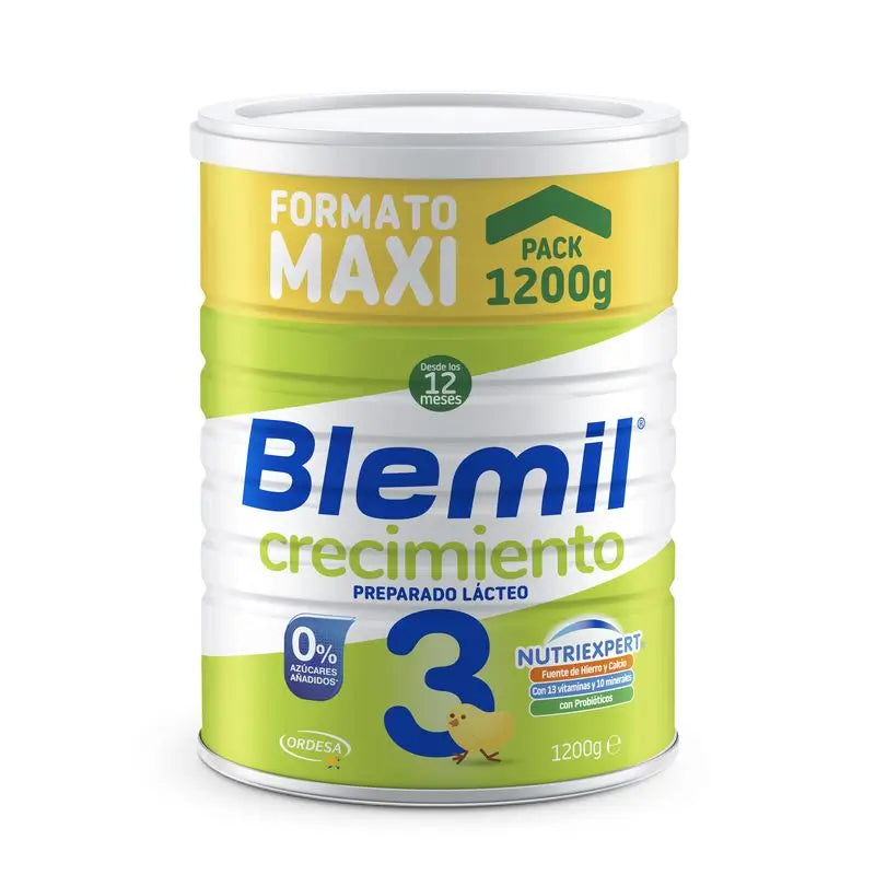 Blemil Plus 3 Crecimiento 0% Azúcar Añadido, 1200 gr