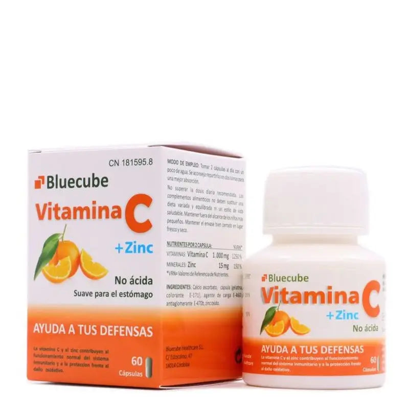 Bluecube Healthcare Vitamina C + Zinco, 60 cápsulas