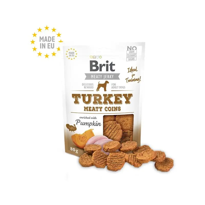 Brit Jerky Snack Meaty Coins Turkey 80Gr para Cães