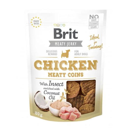 Brit Jerky Snack Com Insectos Moedas de Carne Frango 80Gr para Cães