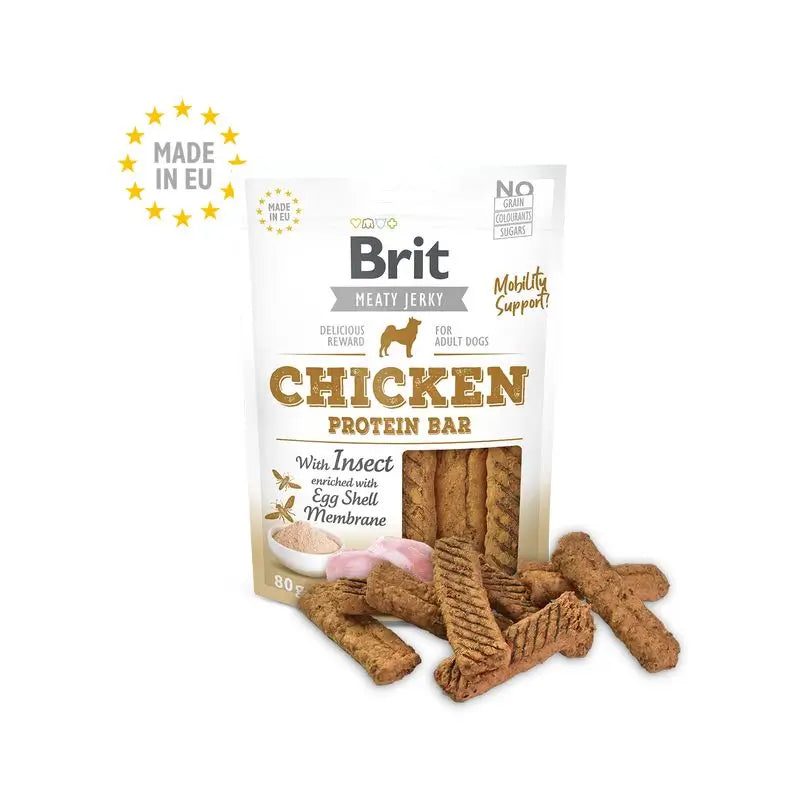 Brit Jerky Snack Com Inseto Proteína Bar Frango 80Gr para Cães