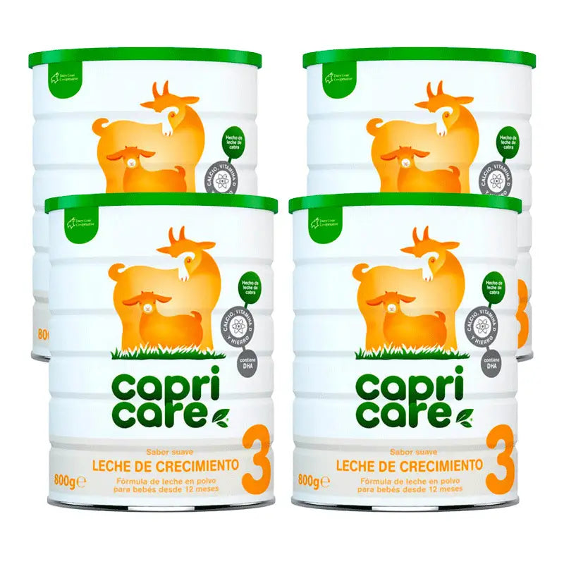 Capricare Pack Leche de Crecimiento 3 Nueva Fórmula, 800g x 4 Unidades