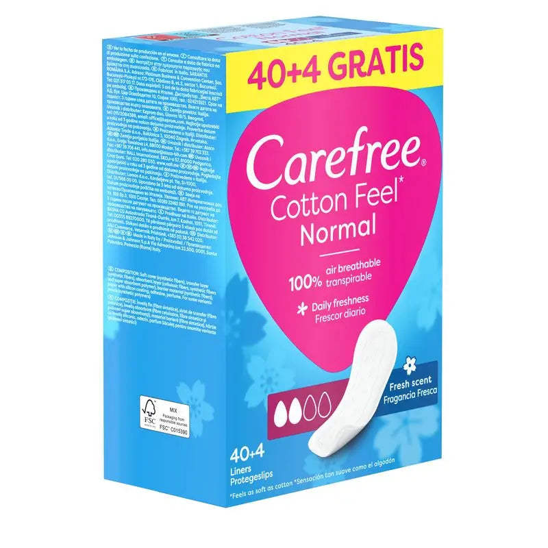 Carefree Cotton Feel Normal Fragancia Fresca 40+4Uds