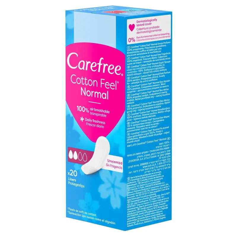 Carefree Cotton Feel Normal Sin Fragancia 20Uds