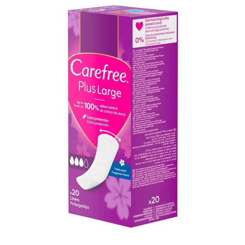 Carefree Plus Large Fragancia Fresca 20Uds