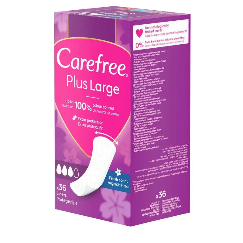 Carefree Plus Large Fragancia Fresca 36Uds