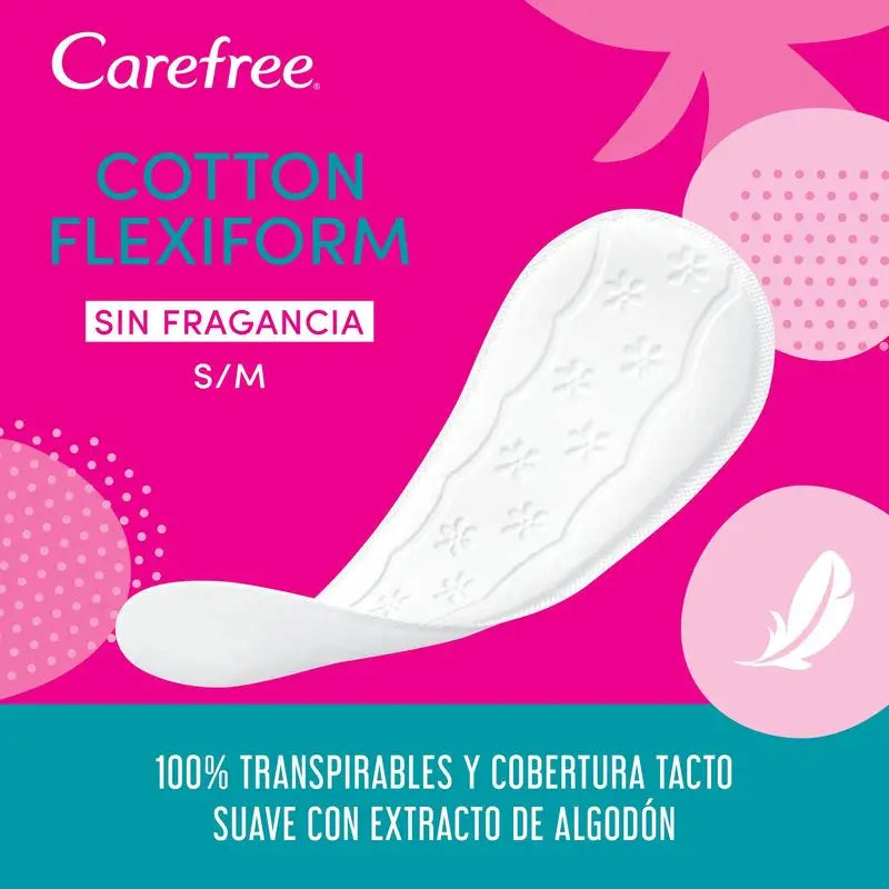 Carefree Protege Slip Cotton, Sin Fragancia, 40 + 4 unidades