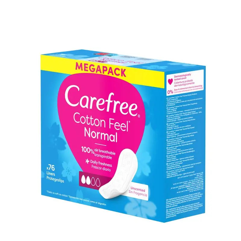 Carefree Salvaslip Cotton Sin Fragancia, Transpirables Con Algodón Sensación De Frescor Y Suavidad, 76 Unidades