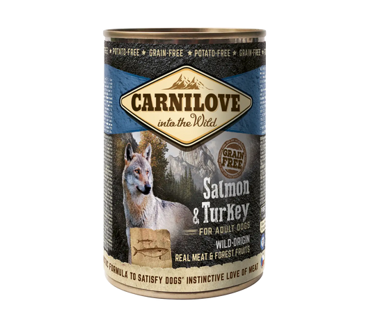 Carnilove Canine Adult Salmon Pavo Caja 6X400Gr, comida húmeda para perros