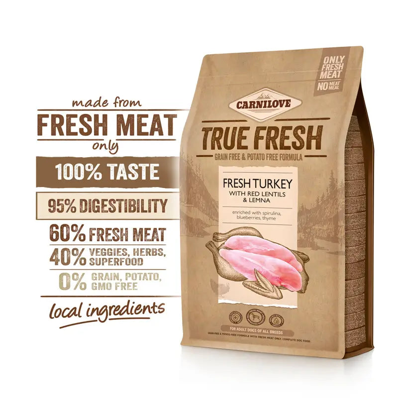 Carnilove Canine Adult True Fresh Pavo 11,4Kg, pienso para perros