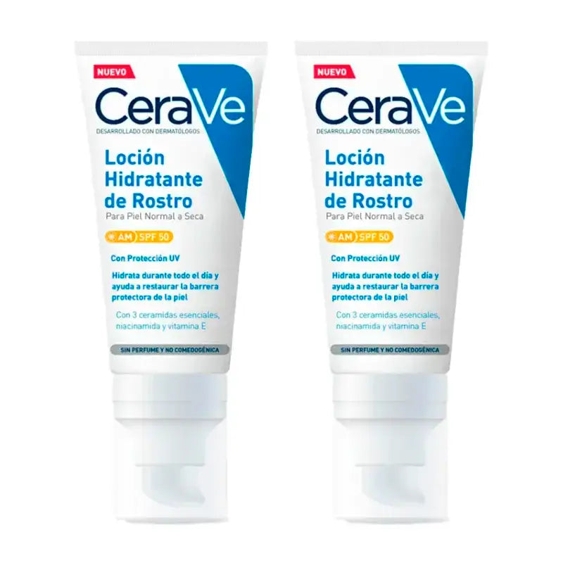 Cerave Duplo Loção Hidratante Facial Spf 50, 2X52 Ml