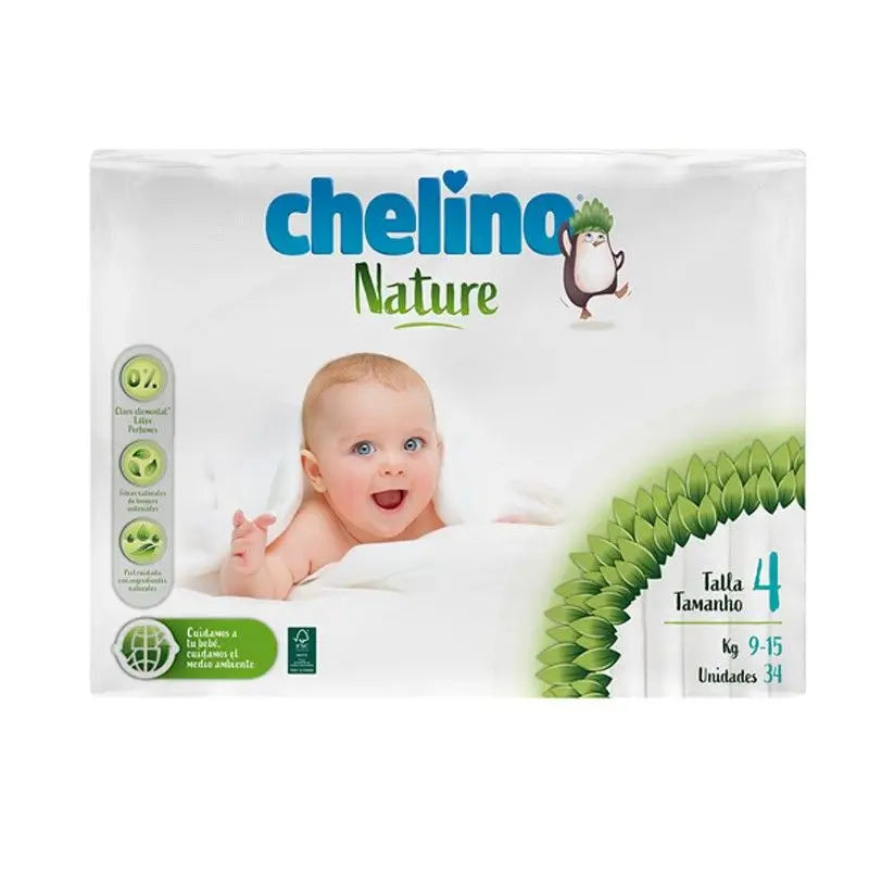 Chelino Nature  Pañal Talla 4 (De 9Kg A 15Kg) , 34 unidades