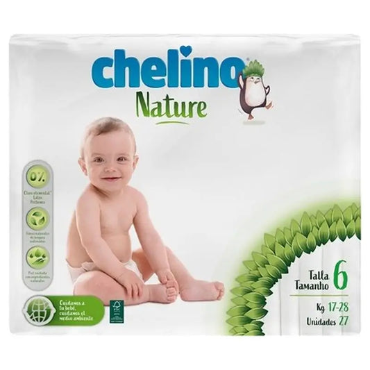 Chelino Nature  Pañal Talla 6 (De 17Kg A 28Kg) , 27 unidades