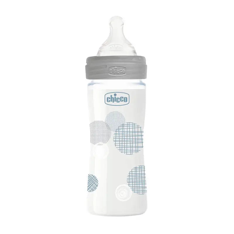 Chicco Biberón Well-Being Silicona Vidrio Neutro +2 Meses 240 ml