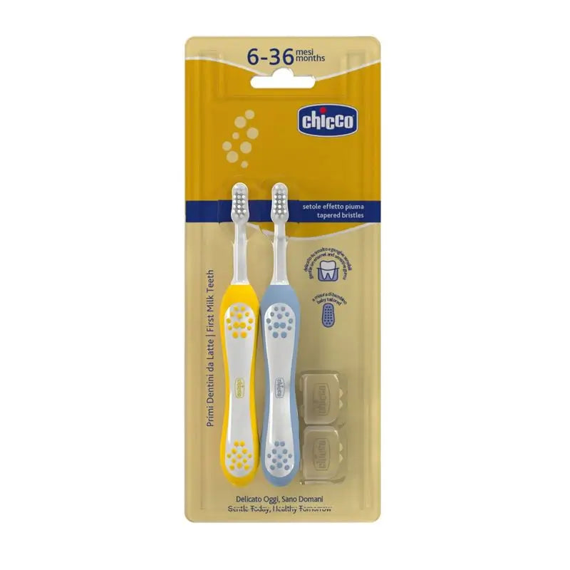 Chicco Bipack Escova de dentes Indigo& Mustard 6-36M, 2 peças