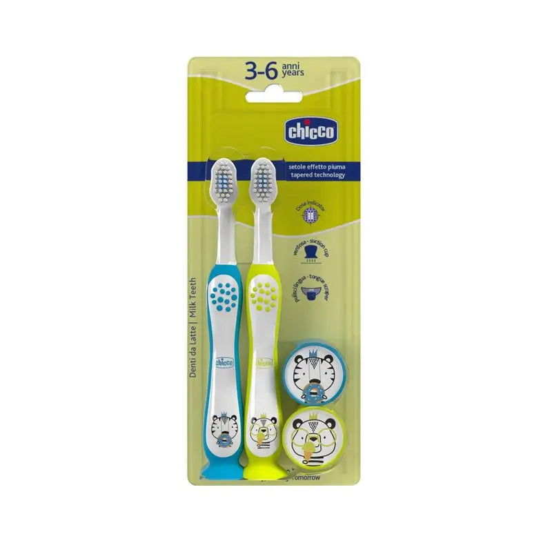 Chicco Bipack Escova de dentes Tigre-Panda 3-6Y, 2 peças