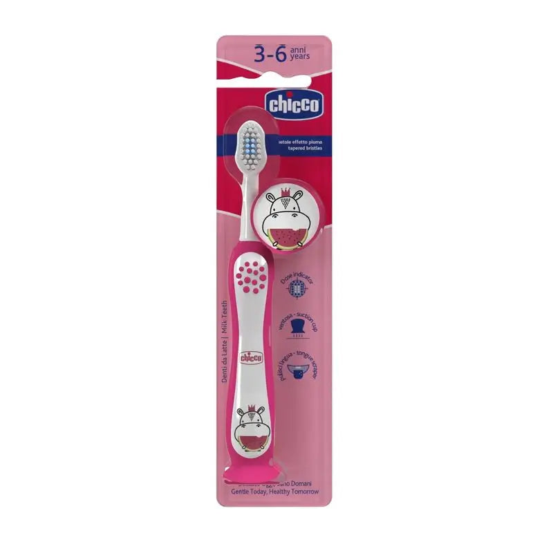 Escova de dentes para bebés Chicco Hippo 3-6Y, 1 unid.