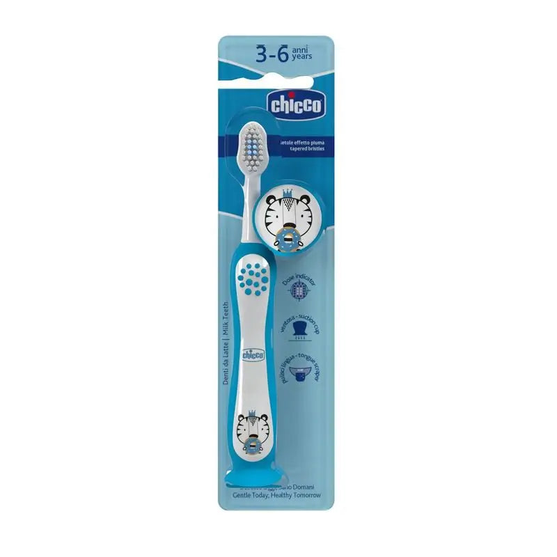 Chicco Tiger Escova de dentes para bebés 3-6 anos, 1 unidade