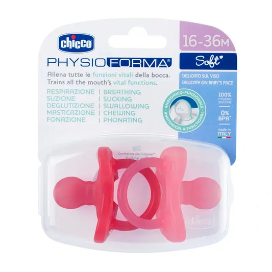 Chicco Pacifier Physio Soft Pink Todogoma +12 Meses, Pacote 2 unidades