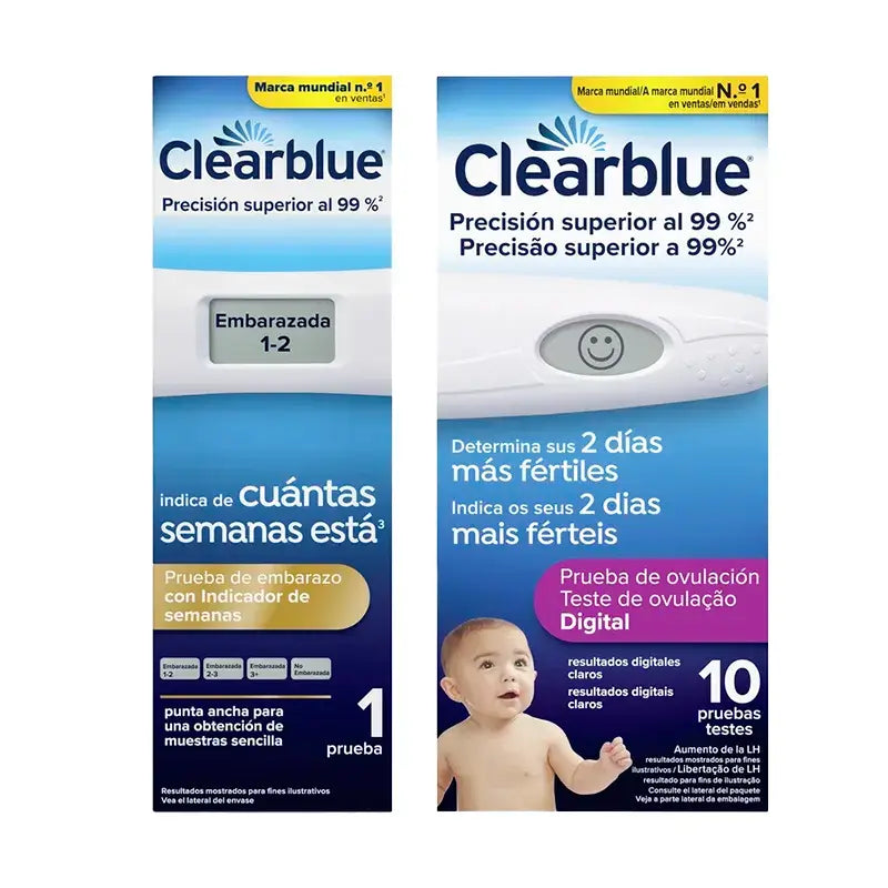 Clearblue Digital Pack Teste de Gravidez 1 Teste + Teste de Ovulação 10 Sticks