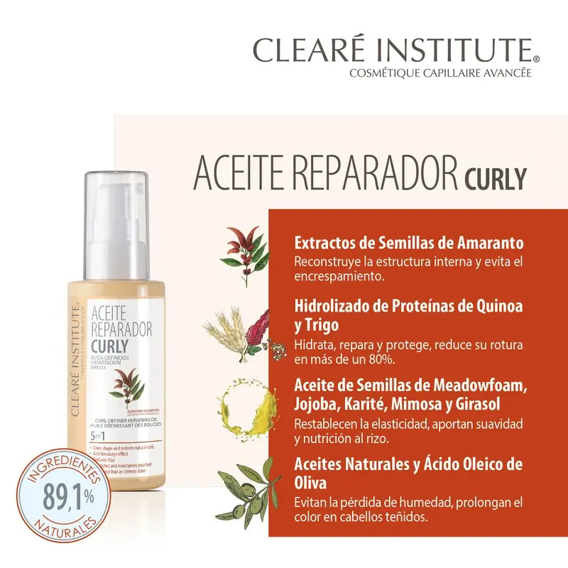 Clearé Institute Cabelos Encaracolados Método dos Encaracolados Óleo Hidratante 50 Ml