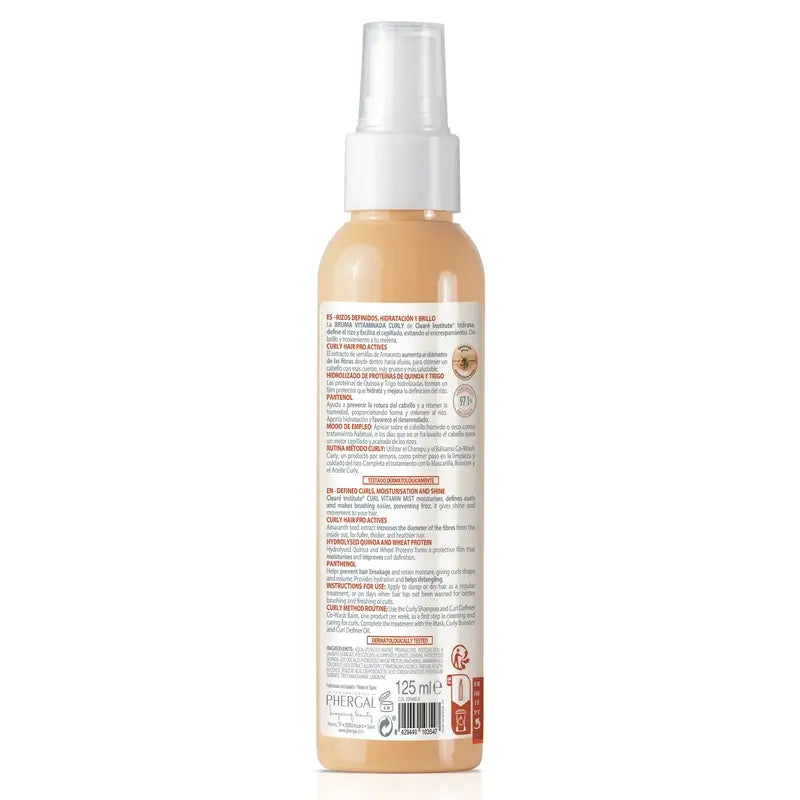 Clearé Institute Névoa Vitamínica Anti-Frizz Cabelos Encaracolados Método Encaracolado 125 Ml